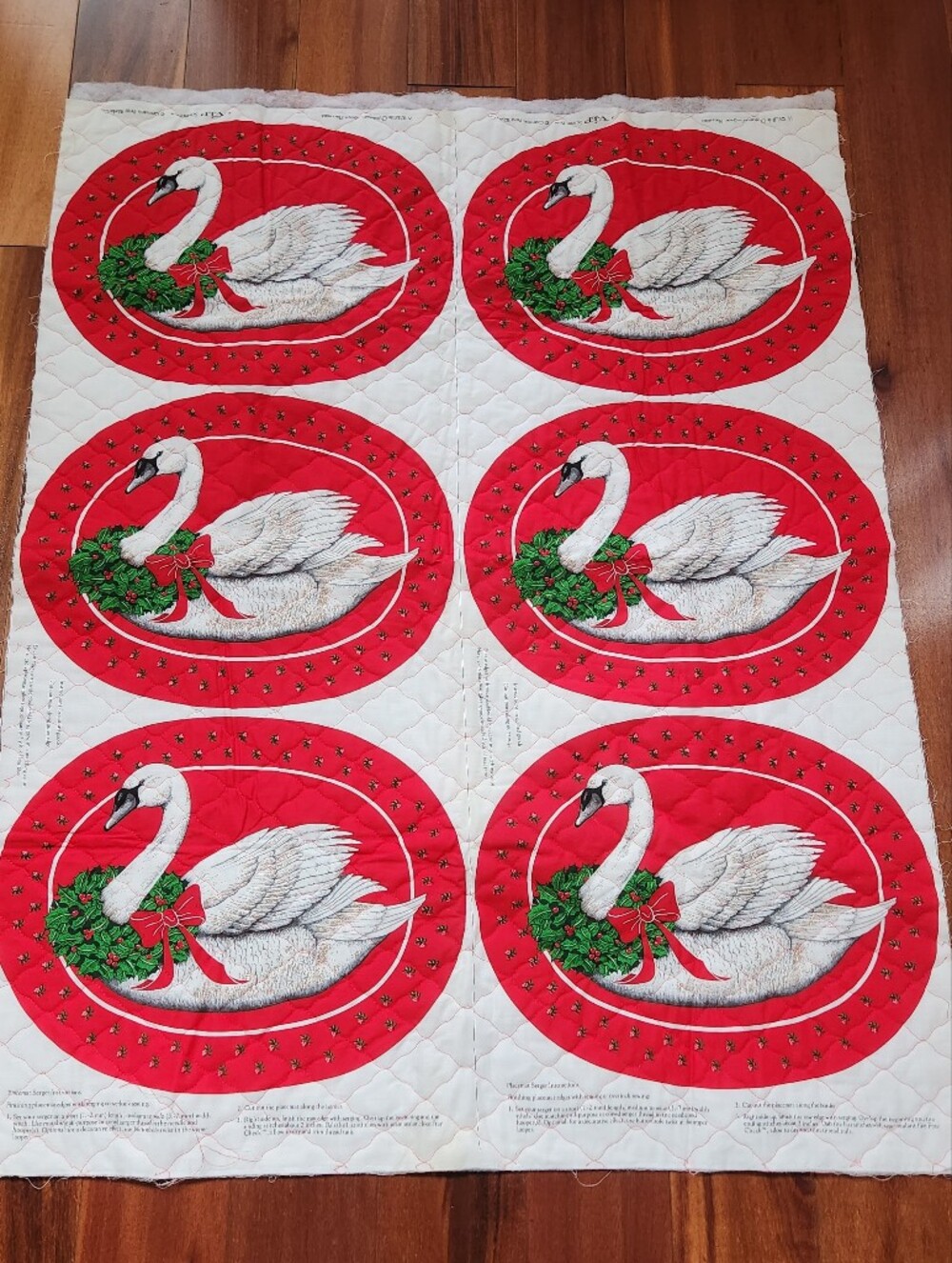 Cranston Christmas Swan Placemats Quilted Panel